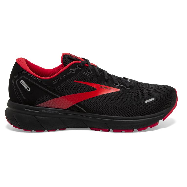 Brooks Ghost 14 GTX Cushion Road Running Shoes - Men's - Black/Blackened Pearl/Red (93417-LJZA)